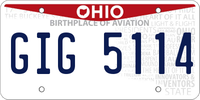 OH license plate GIG5114