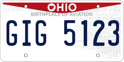 OH license plate GIG5123