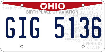 OH license plate GIG5136