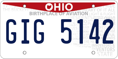 OH license plate GIG5142