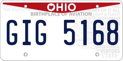 OH license plate GIG5168