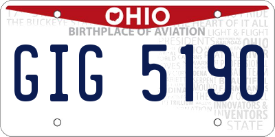 OH license plate GIG5190
