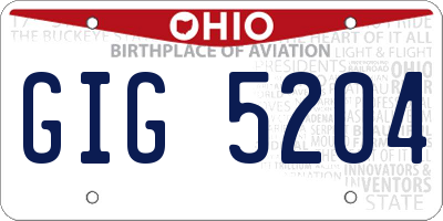 OH license plate GIG5204