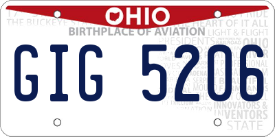 OH license plate GIG5206