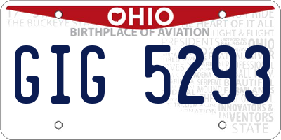 OH license plate GIG5293