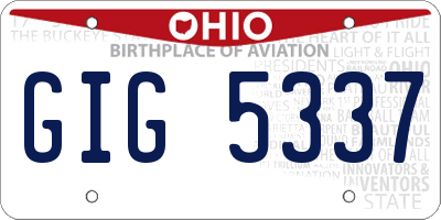OH license plate GIG5337