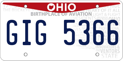 OH license plate GIG5366