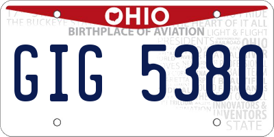 OH license plate GIG5380