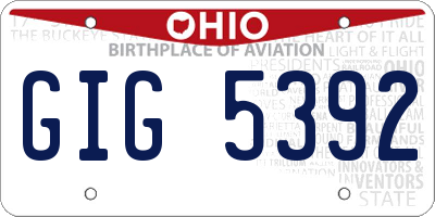 OH license plate GIG5392