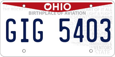 OH license plate GIG5403