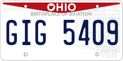 OH license plate GIG5409