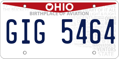 OH license plate GIG5464