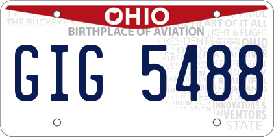 OH license plate GIG5488
