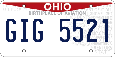 OH license plate GIG5521