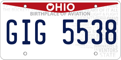 OH license plate GIG5538