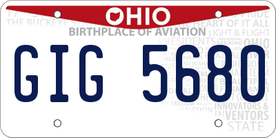 OH license plate GIG5680