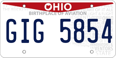OH license plate GIG5854