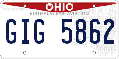 OH license plate GIG5862