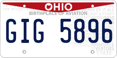 OH license plate GIG5896
