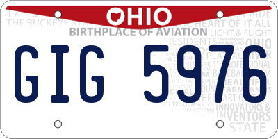 OH license plate GIG5976