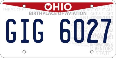 OH license plate GIG6027