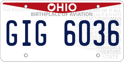 OH license plate GIG6036