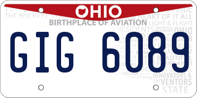 OH license plate GIG6089