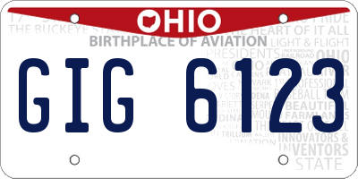 OH license plate GIG6123