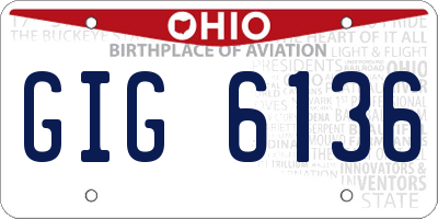 OH license plate GIG6136