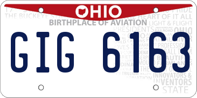 OH license plate GIG6163