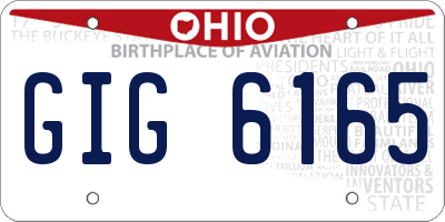 OH license plate GIG6165