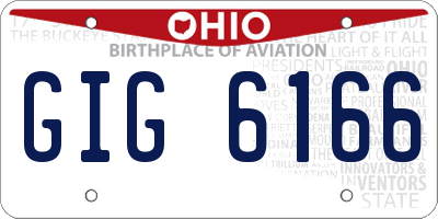 OH license plate GIG6166