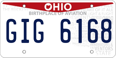 OH license plate GIG6168