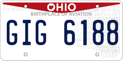 OH license plate GIG6188