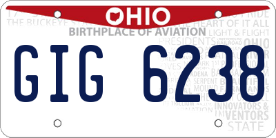 OH license plate GIG6238