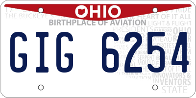OH license plate GIG6254