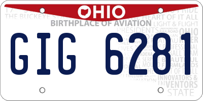 OH license plate GIG6281