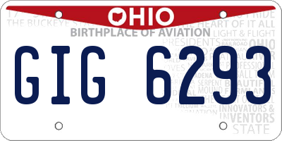 OH license plate GIG6293
