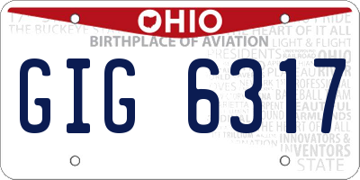 OH license plate GIG6317