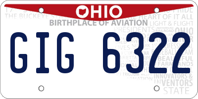 OH license plate GIG6322