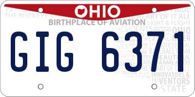 OH license plate GIG6371