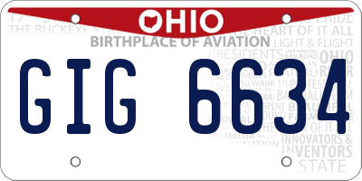 OH license plate GIG6634