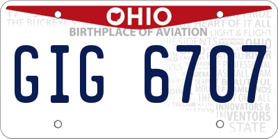 OH license plate GIG6707