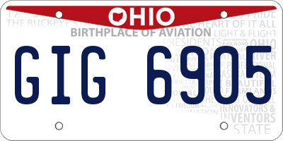 OH license plate GIG6905