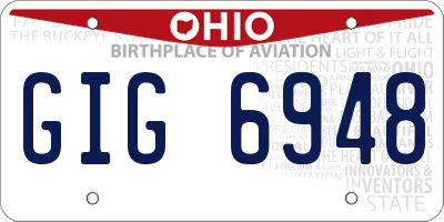 OH license plate GIG6948