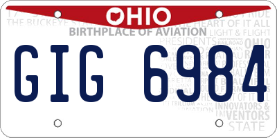 OH license plate GIG6984