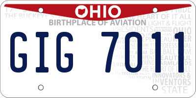 OH license plate GIG7011