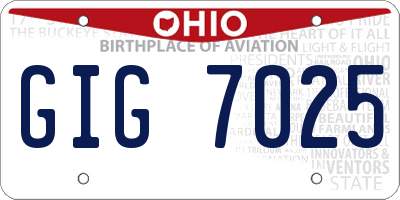OH license plate GIG7025