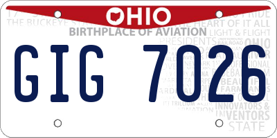 OH license plate GIG7026