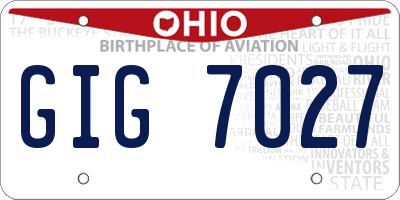 OH license plate GIG7027